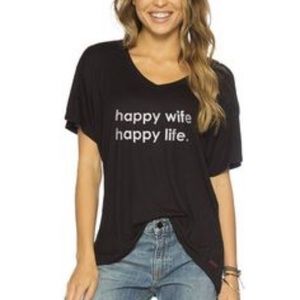 NWT PEACE LOVE WORLD HAPPY WIFE HAPPY LIFE S/S M
